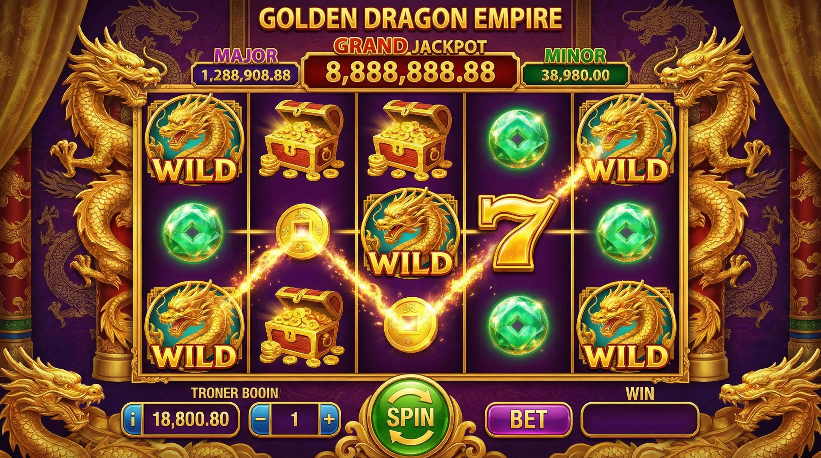 Tragamonedas del Dragón Dorado con jackpot progresivo y símbolos de tesoro